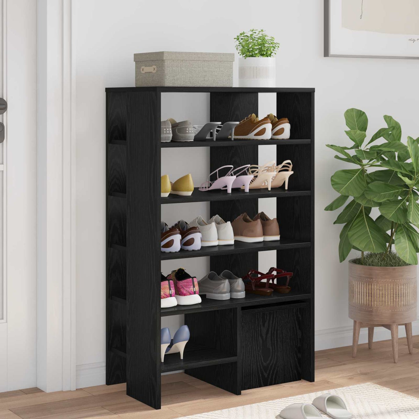 Schuhschrank mit Regal mit Speicher 2 pcs Weiß Holzwerkstoff