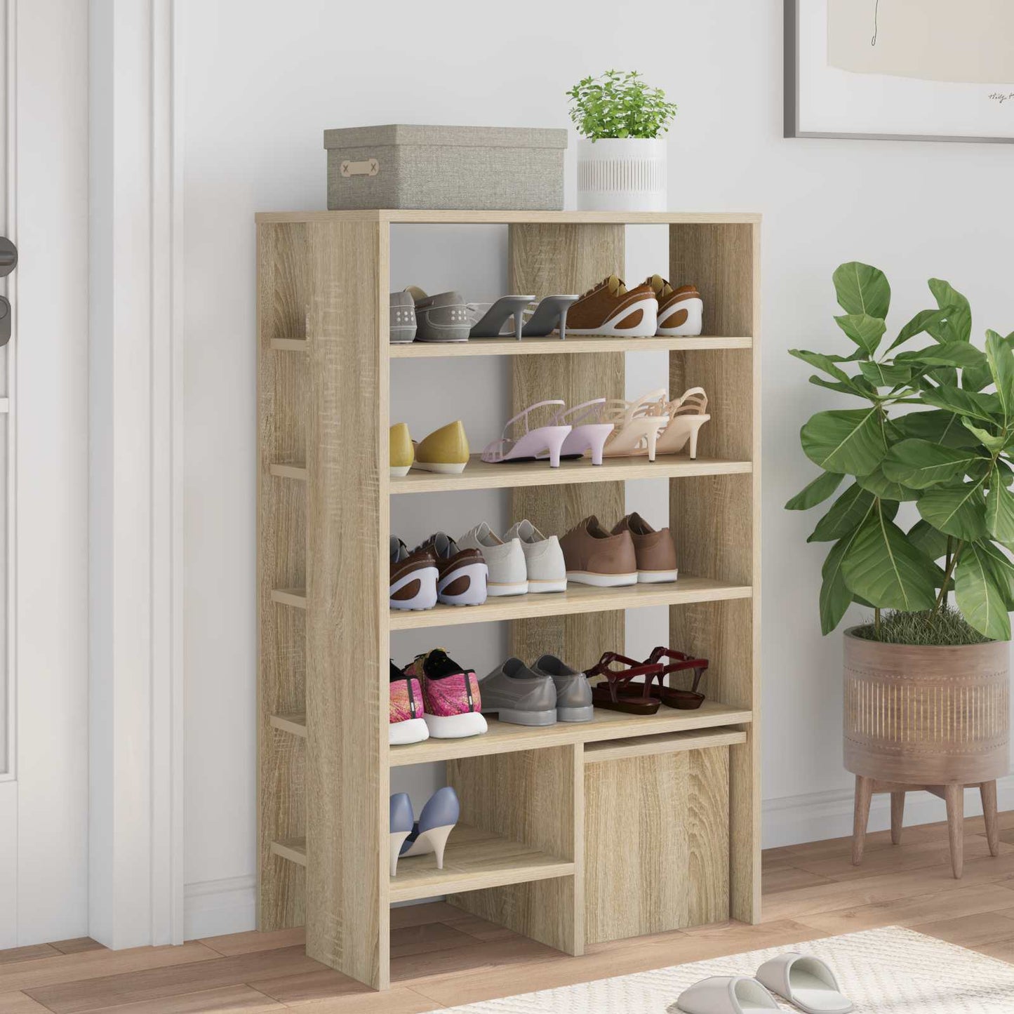 Schuhschrank mit Regal mit Speicher 2 pcs Weiß Holzwerkstoff