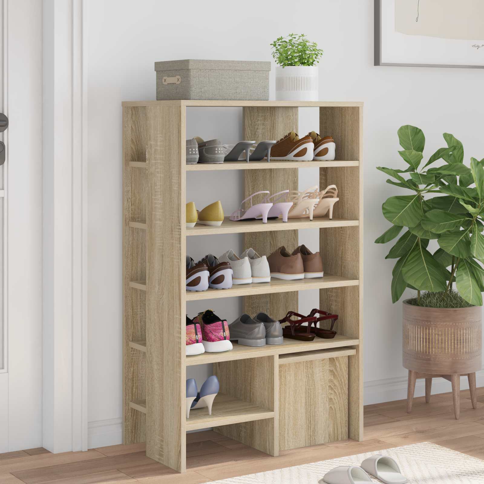Schuhschrank mit Regal mit Speicher 2 pcs Weiß Holzwerkstoff