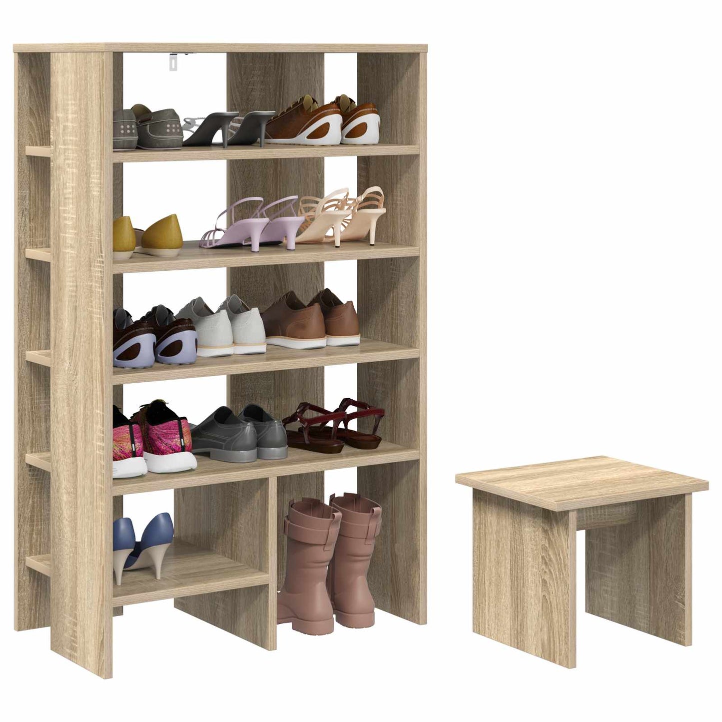 Schuhschrank mit Regal mit Speicher 2 pcs Weiß Holzwerkstoff