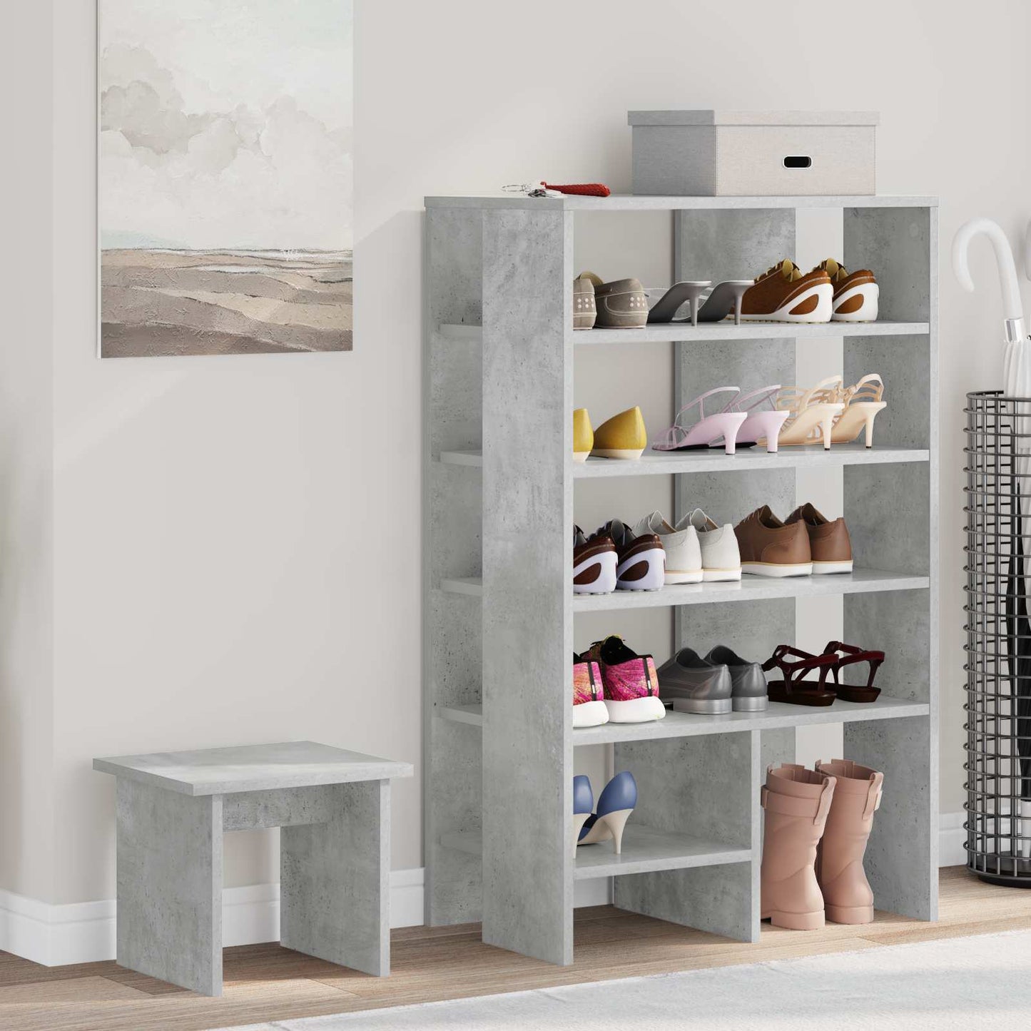 Schuhschrank mit Regal mit Speicher 2 pcs Weiß Holzwerkstoff