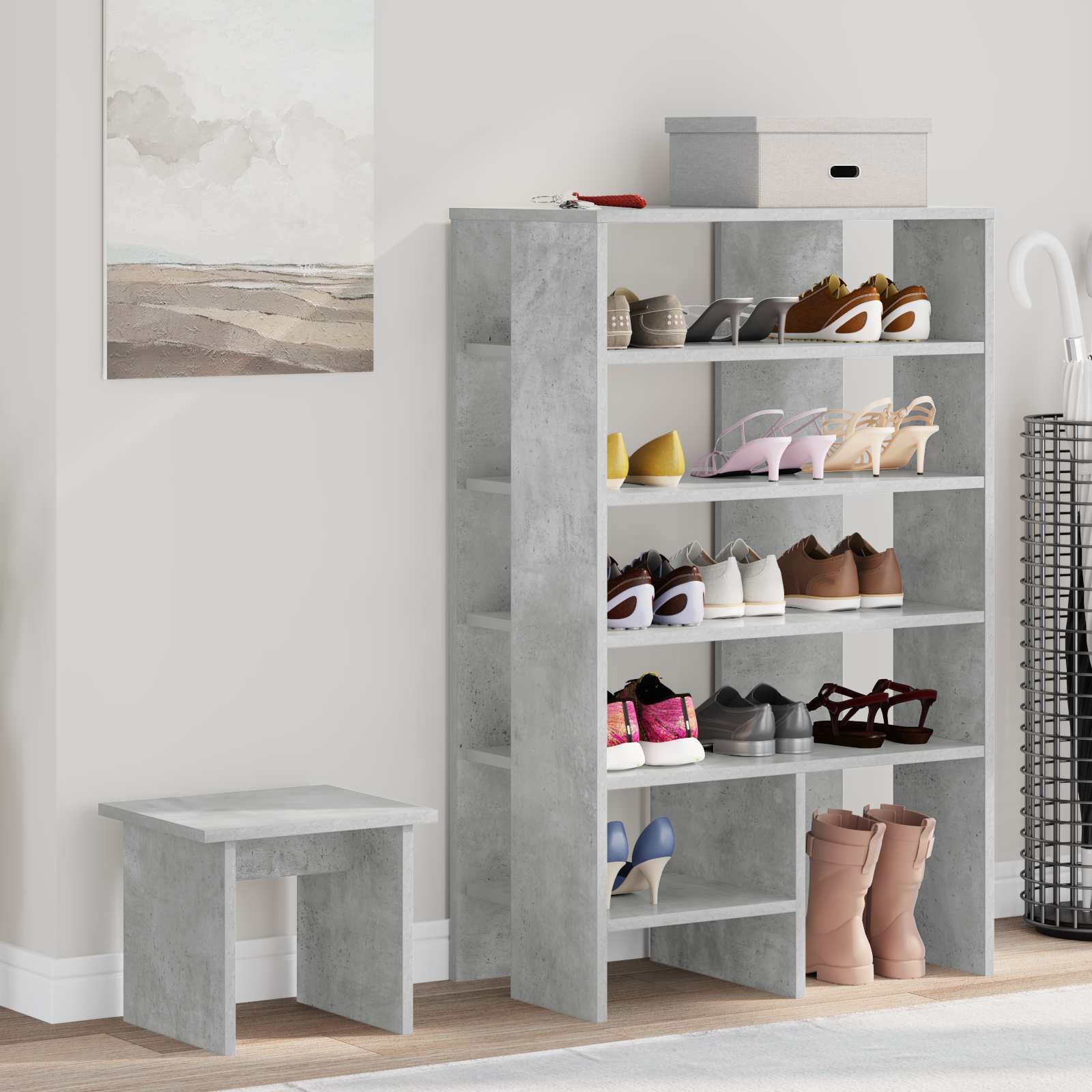 Schuhschrank mit Regal mit Speicher 2 pcs Weiß Holzwerkstoff
