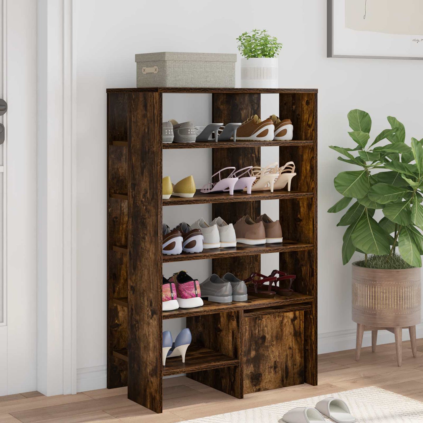 Schuhschrank mit Regal mit Speicher 2 pcs Weiß Holzwerkstoff