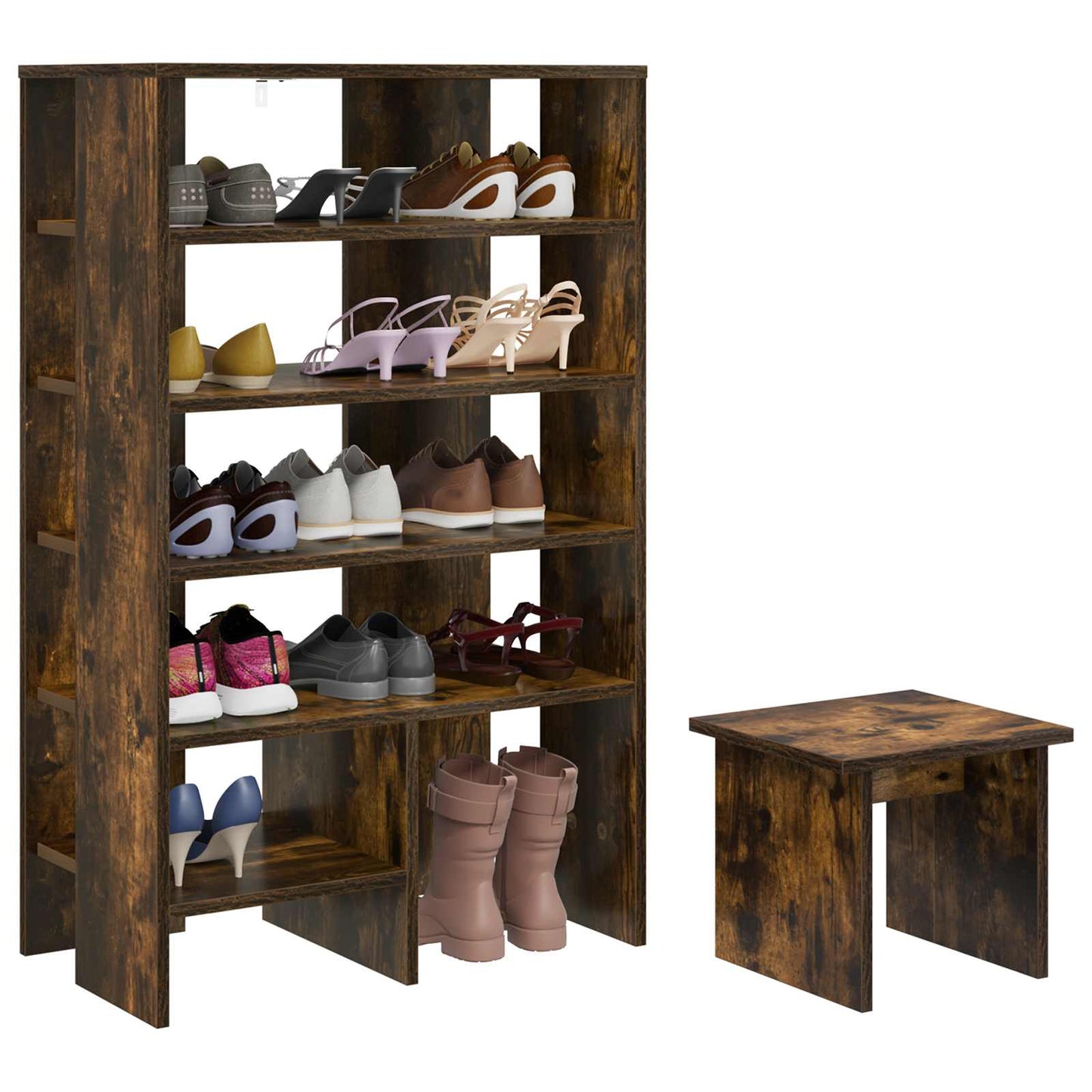 Schuhschrank mit Regal mit Speicher 2 pcs Weiß Holzwerkstoff