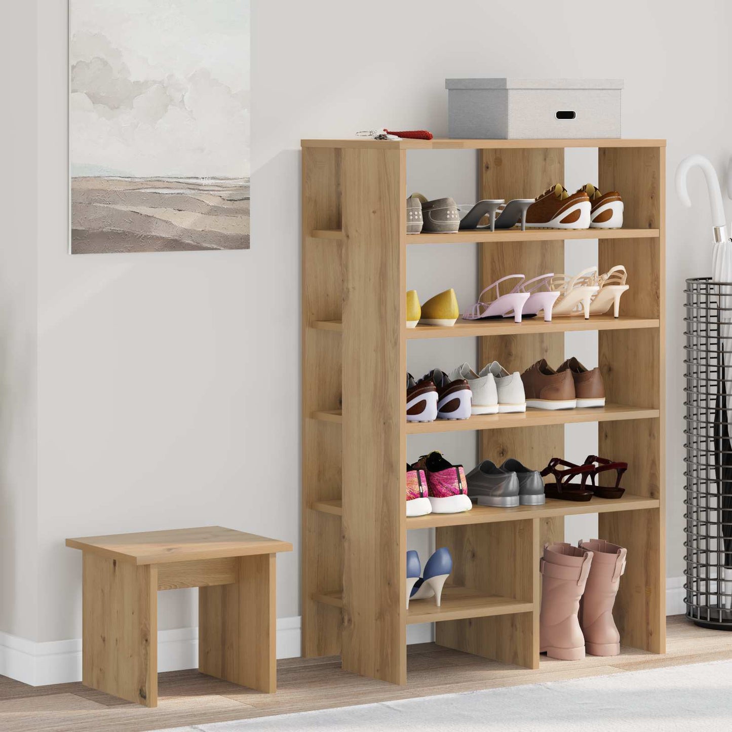 Schuhschrank mit Regal mit Speicher 2 pcs Weiß Holzwerkstoff