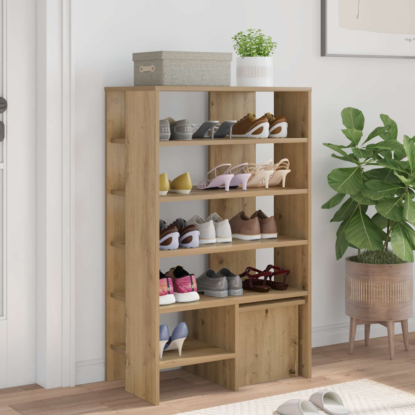 Schuhschrank mit Regal mit Speicher 2 pcs Weiß Holzwerkstoff