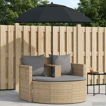 Gartenbett Mit Sonnenschirm Braun Poly Rattan