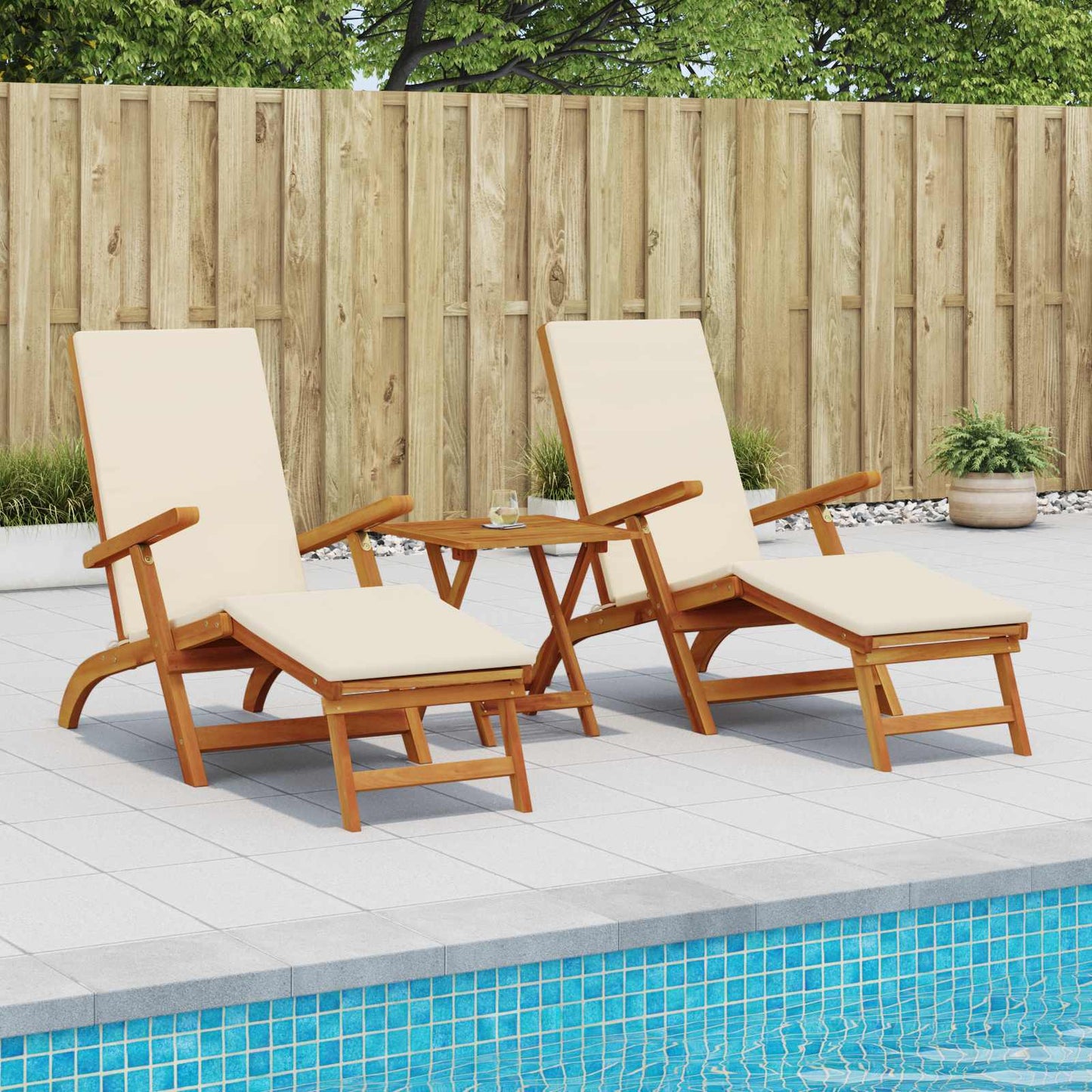 Liegestuhl zum Verstellen und Klappen mit Kissen 2 pcs Rot