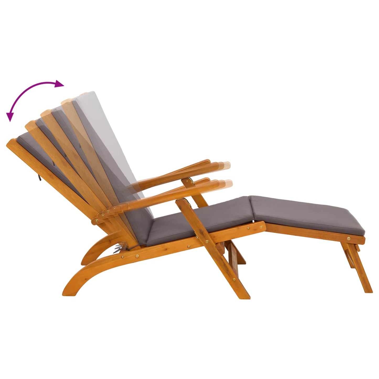 Liegestuhl zum Verstellen und Klappen mit Kissen 2 pcs Rot