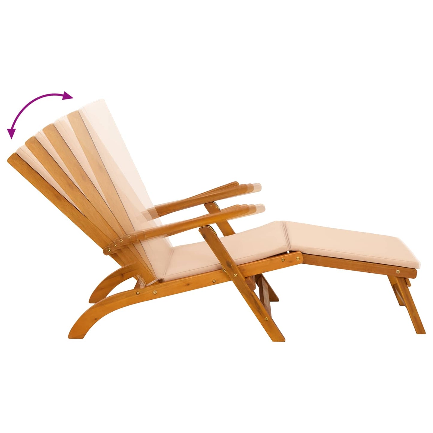 Liegestuhl zum Verstellen und Klappen mit Kissen 2 pcs Rot