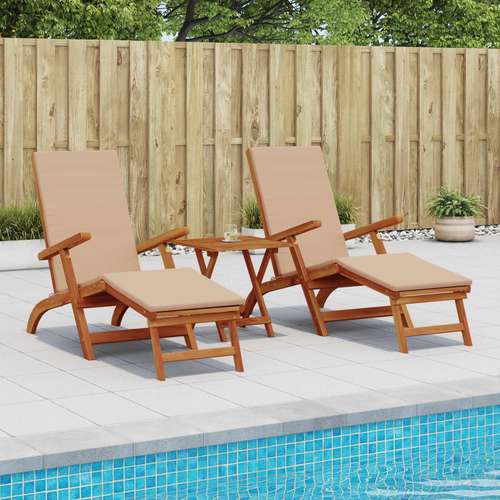 Liegestuhl zum Verstellen und Klappen mit Kissen 2 pcs Rot