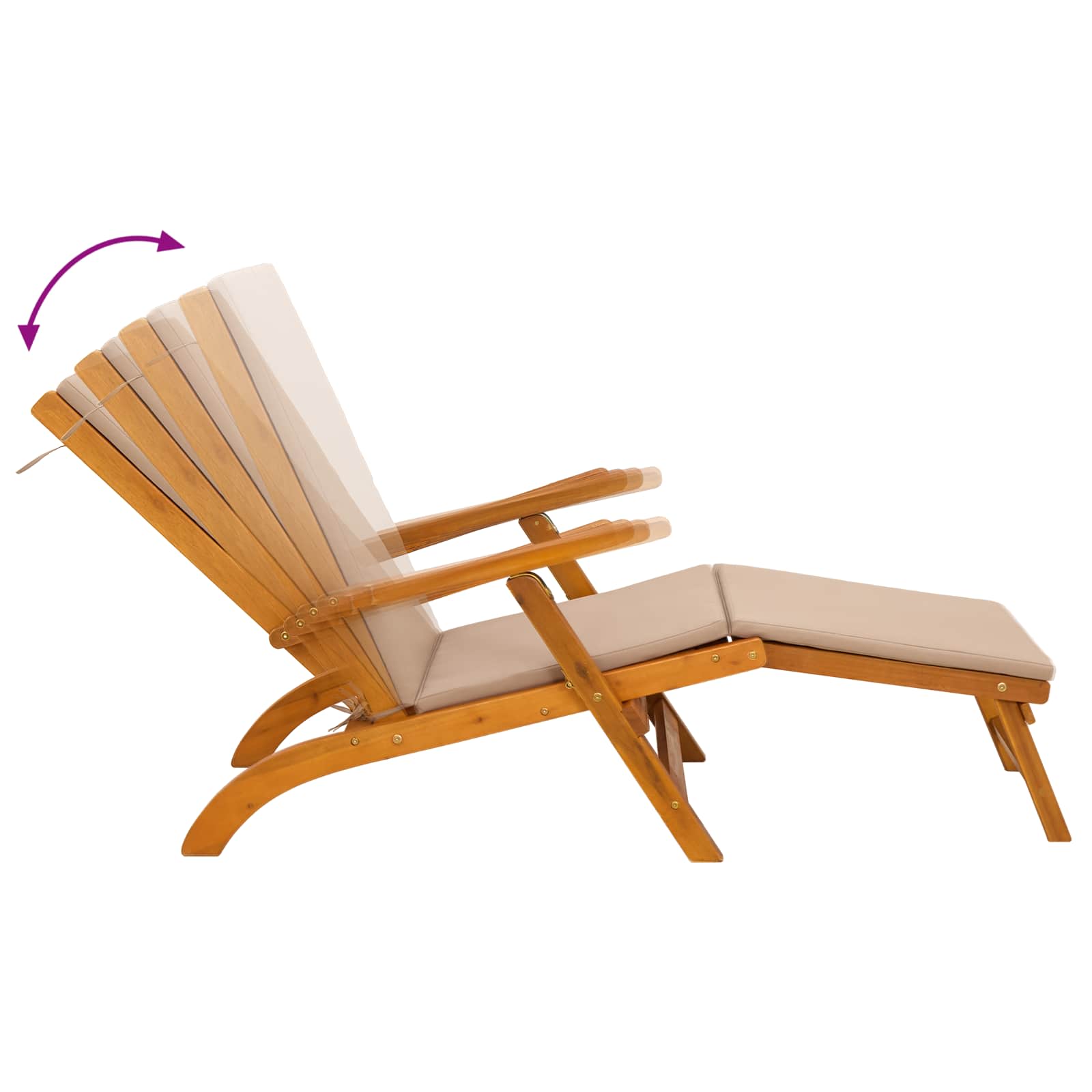 Liegestuhl zum Verstellen und Klappen mit Kissen 2 pcs Rot