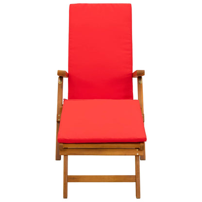 Liegestuhl zum Verstellen und Klappen mit Kissen 2 pcs Rot
