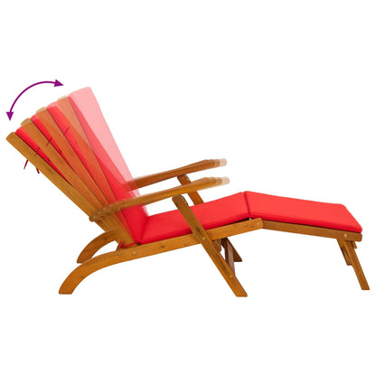 Liegestuhl zum Verstellen und Klappen mit Kissen 2 pcs Rot