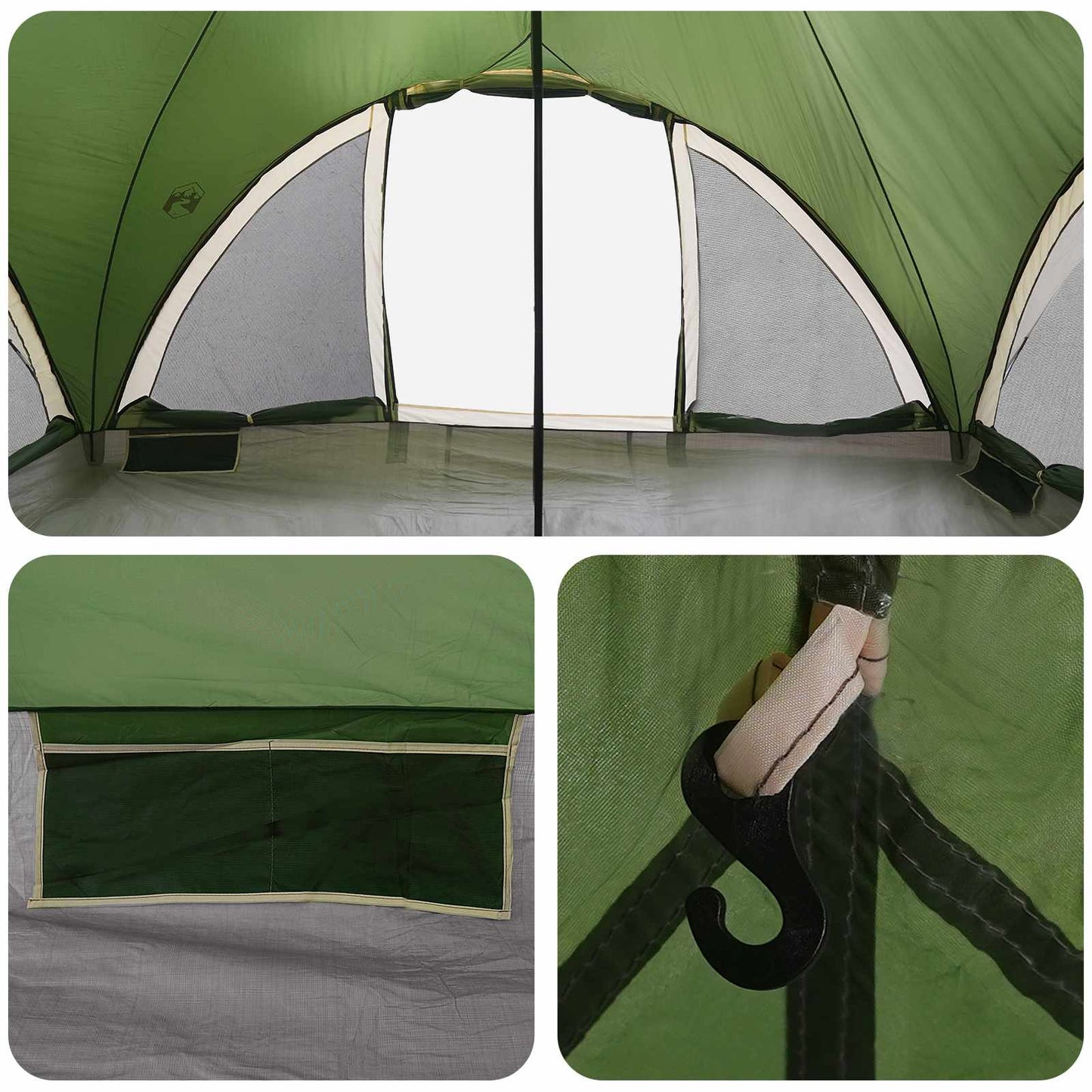 Tipi Zelt mit Dach Armeegrün 18-Personen Polyester und Stahl