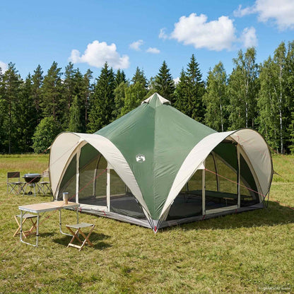 Tipi Zelt mit Dach Armeegrün 18-Personen Polyester und Stahl