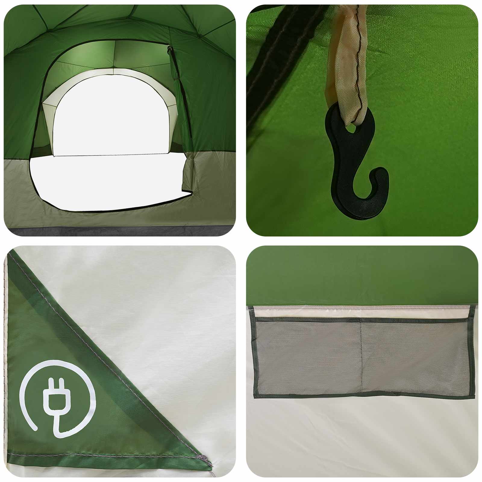 Seitenzelt Olivegrün 410 x 410 x 250 cm Polyester und Stahl