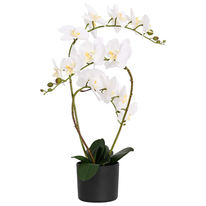 vidaXL Künstliche Orchideenpflanze mit Topf Weiß 45 x 15 x 65 cm