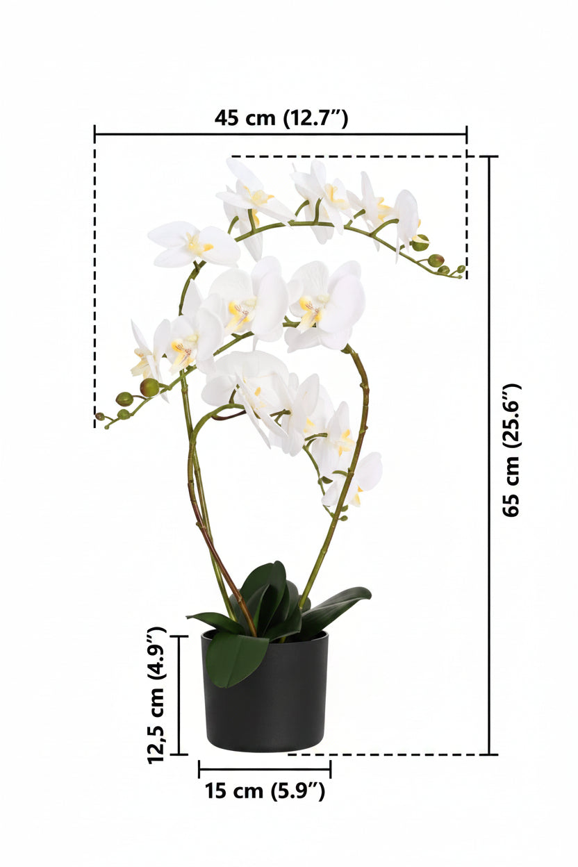 vidaXL Künstliche Orchideenpflanze mit Topf Weiß 45 x 15 x 65 cm