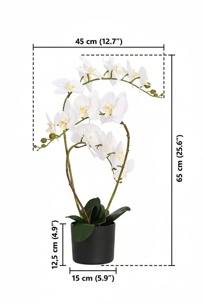 vidaXL Künstliche Orchideenpflanze mit Topf Weiß 45 x 15 x 65 cm