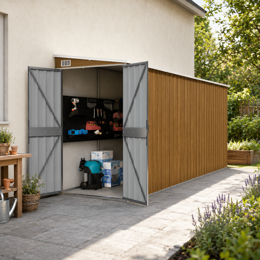 Gerätehaus aus Metall – kompakter Stauraum für Gartenwerkzeuge und Zubehör