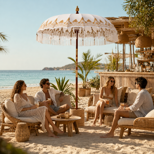 Balinesischer Bambus-Sonnenschirm für Strandbar, Terrasse und Garten