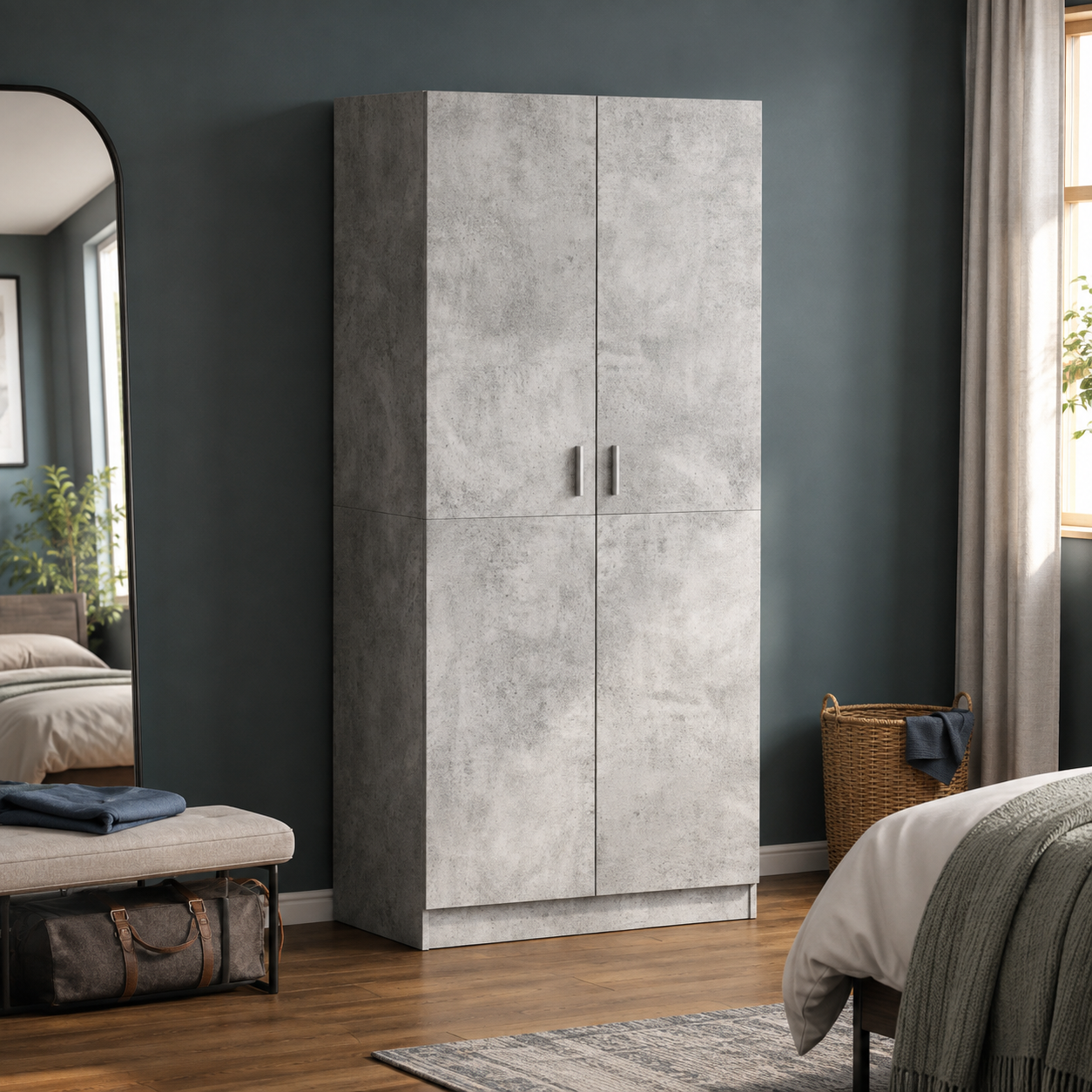 Schlafzimmerschrank aus Holz, mit Ablage und Kleiderstange