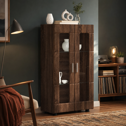 Vitrinenschrank mit Glastüren und 3 Fächern