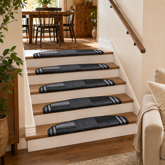 Kariertes Stufenmatten-Set für eine gepflegte Treppe