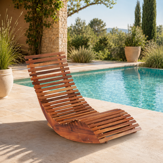 Schaukelliege aus Akazienholz für Garten und Poolbereich
