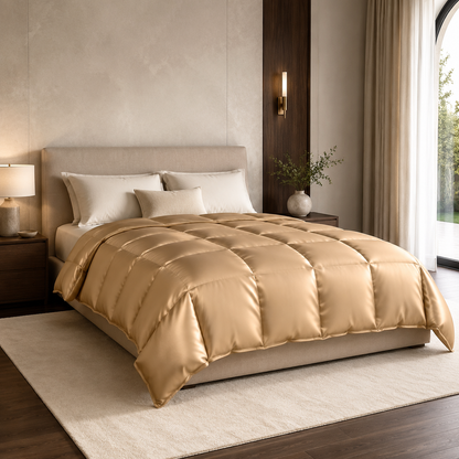 Goldene Winterbettdecke mit eleganter Steppung – kuschelig weich