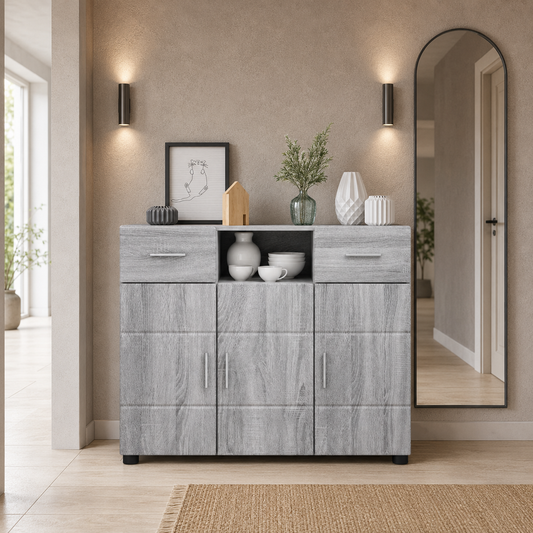 Modernes Sideboard mit zwei Schubladen und 3 Türen