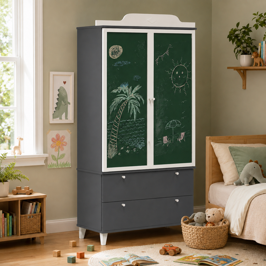Kinder-Kleiderschrank ROROS mit Tafelfront, 180 cm