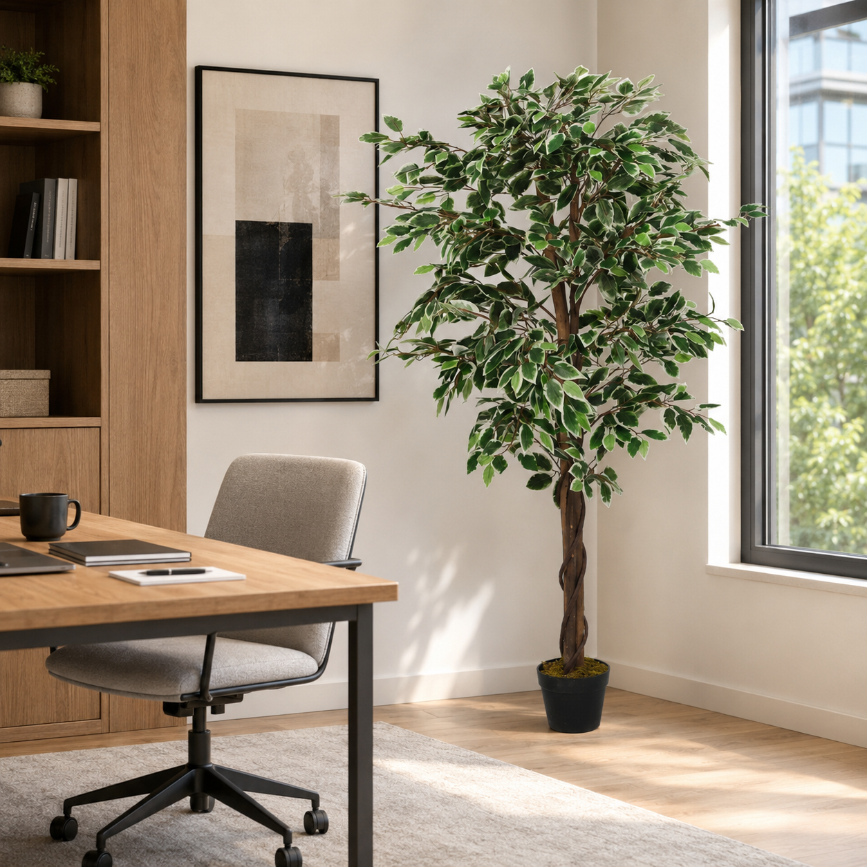 Künstlicher Benjaminbaum im Topf - für Büro & Wohnbereich