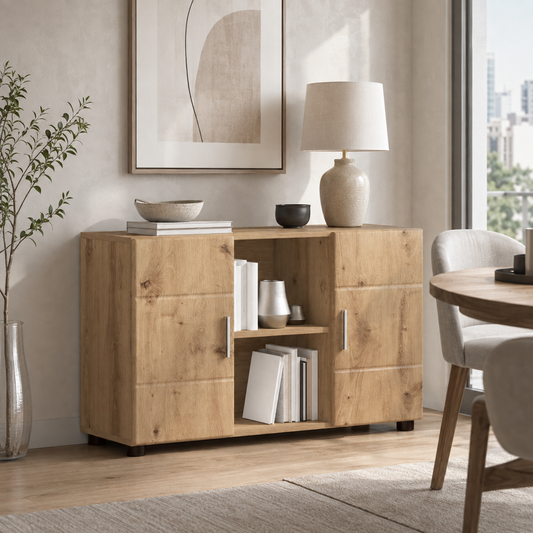Modernes Sideboard mit offenen Fächern und Türen