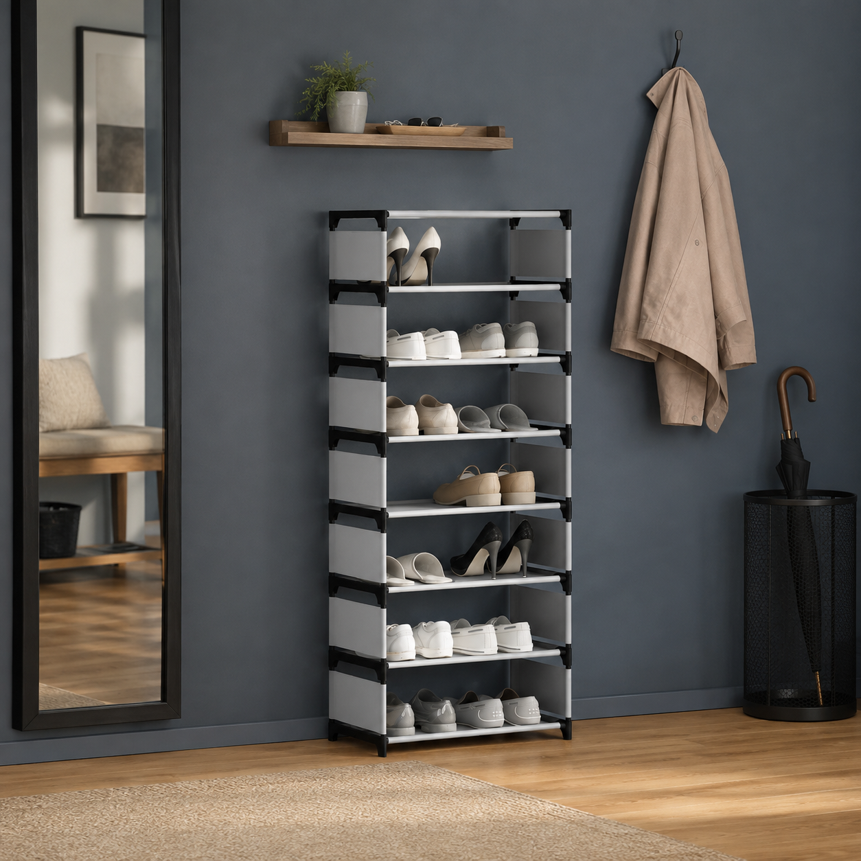 Offenes Schuhregal mit 8 Ebenen mit viel Platz