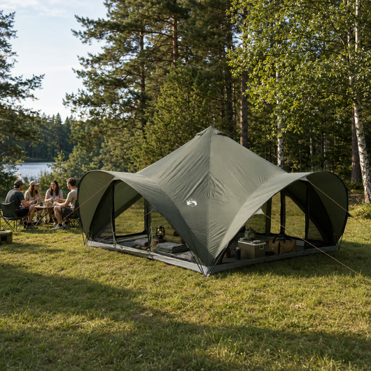 Geräumiges Familienzelt im Tipi-Style, offenes Design