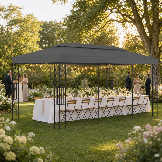 Pavillon mit kunstvollen, floralen Details, 3 x 6 Meter