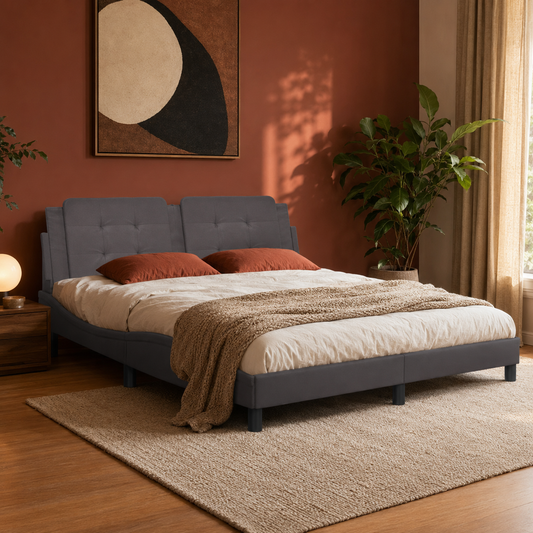 Polster-Doppelbett Modell inkl. Matratze, Kunstlederbezug 160x200 cm