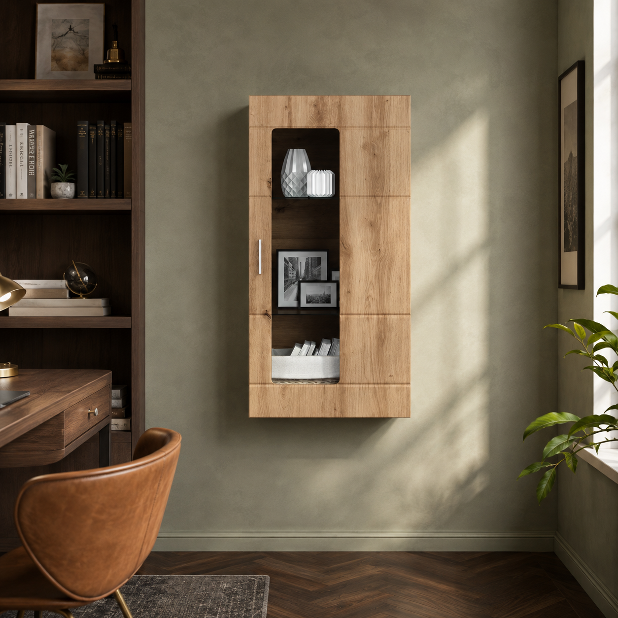 Wandschrank mit Glastür und -böden - 100 cm