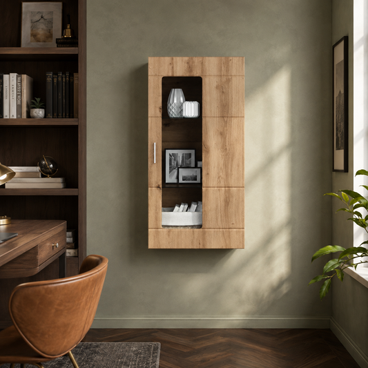 Wandschrank mit Glastür und -böden - 100 cm