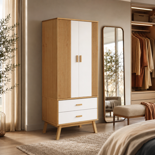 Holz-Kleiderschrank im skandinavischen Design, 2-türig