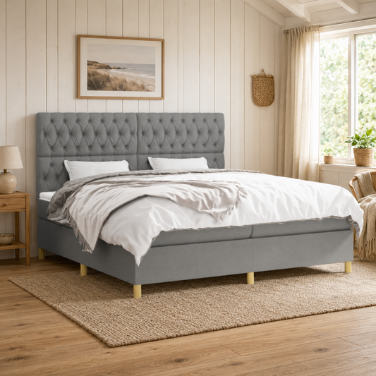 Boxspringbett mit hoher Rückenlehne, inkl. Matratze 200x200 cm