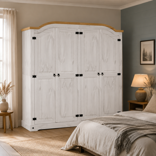 Klassischer Holzschrank "Corona" aus massiver Kiefer
