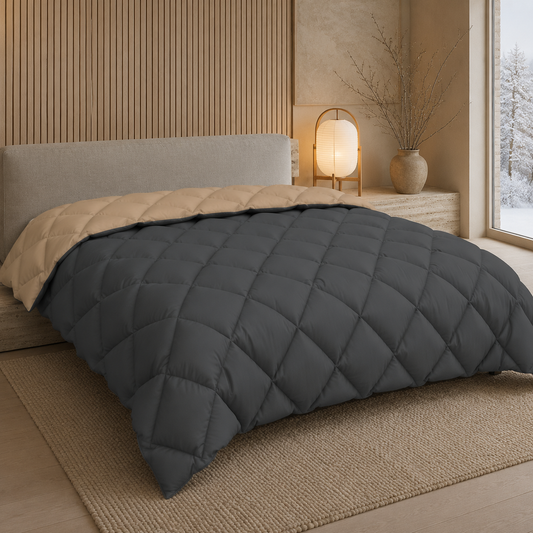Winterbettdecke in Anthrazit & Taupe 200 × 135 cm – Wärme mit Wendeoptik