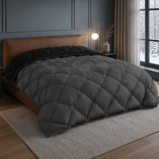 Winterbettdecke in Schwarz & Anthrazit – angenehme Wärme mit moderner Steppung
