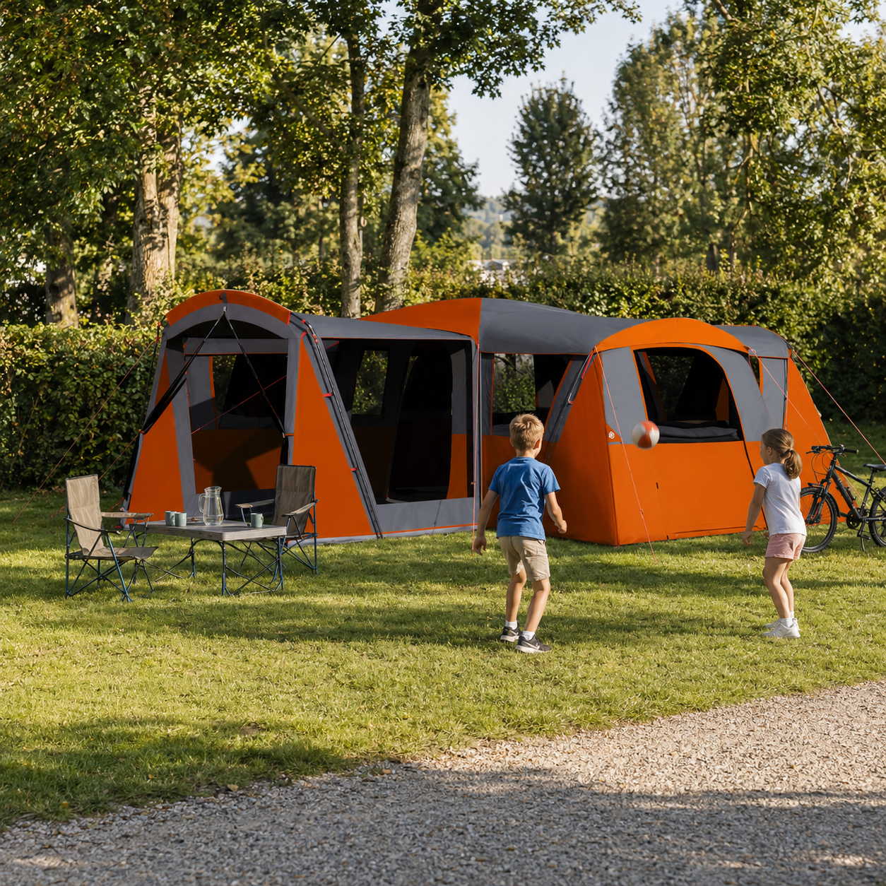 XXL Komfort-Familienzelt mit Veranda, ePort und Lampenhaken