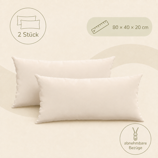 Sofakissen 2er Set mit abnehmbarem Stoffbezug, 80x40 cm