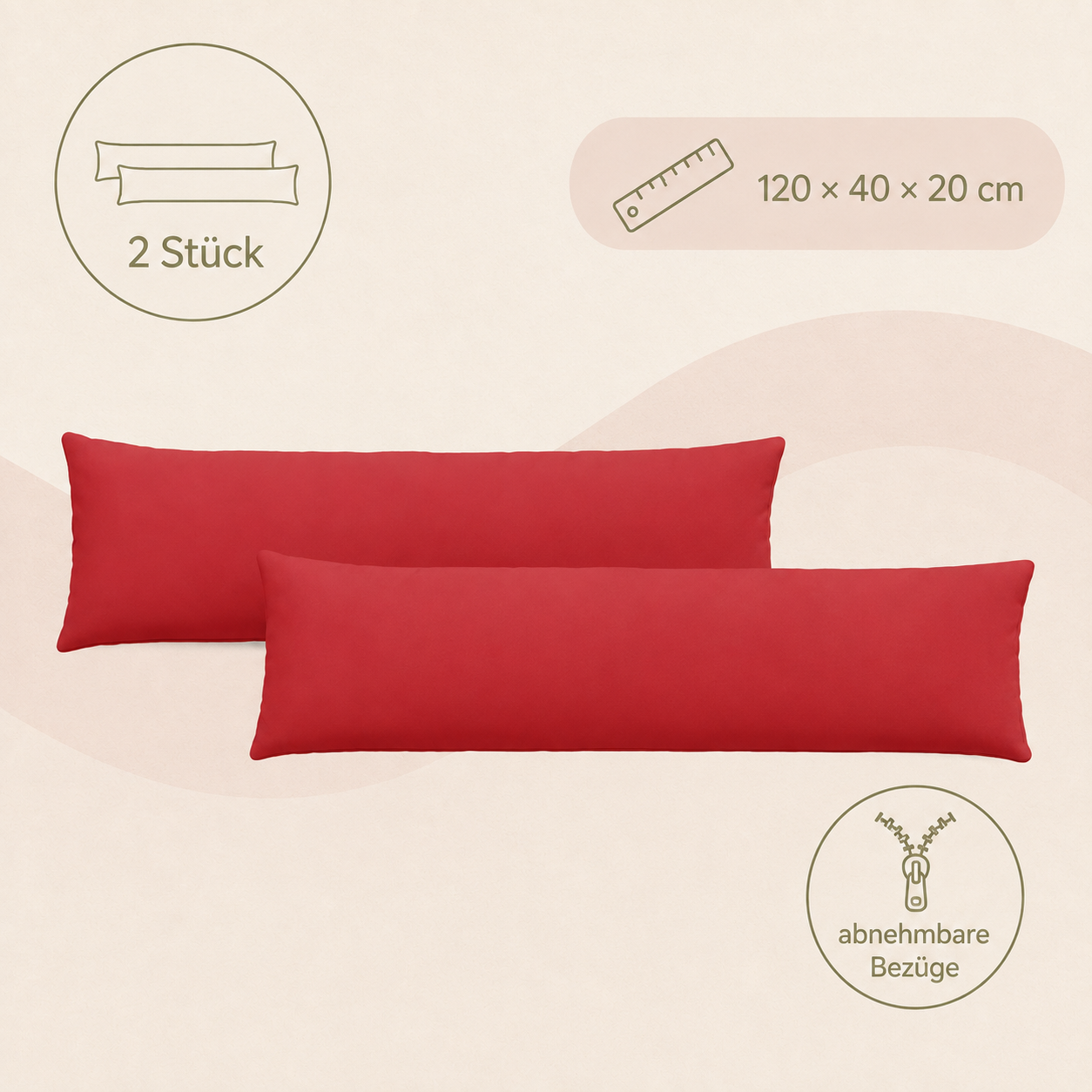 Moderne Sofakissen mit Stoffbezug in XXL, 2er Set